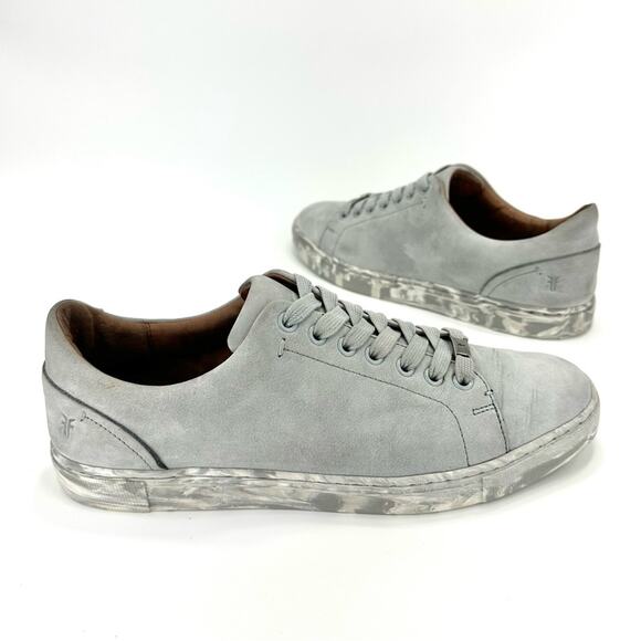 Frye Ivy Low Lace Sneaker Size 10 Ice/Gray Leather Casual Fashion Comfort Shoes - Picture 1 of 16